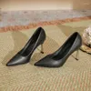Sapatos de vestido 2024 salto agulha pontiagudo tamanho grande 30-44 mulheres trabalho preto