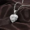 Collana di design con ciondolo a forma di cuore S placcato argento con diamanti pieni di pietra da donna, ragazza, signora, gioielli da sposa