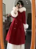 Women's Trench Coats 2024 Autumn Winter Year's Christmas Red War Robe Hooded Loose Comfortable Small Fragrant Wind Woolen Outerwear