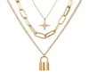 Collier 2021 colliers multicouches rétro huit étoiles serrure pendentif chaîne épaisse femme bijoux pour femmes ensemble Collares5457867