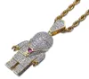 Hip Hop Street Fashion Iced Out Gold Color Plated Spaceman Necklace Micro Pave Zircon Astronaut Pendant Necklace for Men Women7938095