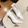 Dress Shoes 33-43 Satin White Wedding Elegant Bow Thin High Heels Large Size 41-43 Bridal