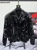 Mauroicardi Spring Autumn Cool Short Black Shiny Geometric Faux Leather Bomber Jacket Men dragkedja Stylish Luxury Designer kläder 240106