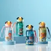 Botellas de agua de 400/550ml para niños, taza con pajita, oso de dibujos animados bonito, botella de bebida portátil a prueba de fugas para viaje y escuela