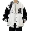 All-match contraste cor carta r casaco masculino preto e branco simples gola de beisebol terno tendência solto casal jaquetas 240106