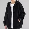 Hoodies masculinos homens outono casaco com capuz cordão inverno com fecho de zíper elástico manguito grosso casaco de cardigan para