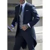 2023 terno masculino estilo cavalheiro italiano high end casamento longo cauda casaco noivo baile de formatura smoking formal 3 pçs jaqueta calças colete 240106