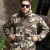 Мужские куртки Тактическая куртка с капюшоном в военном стиле из волокна Мужские