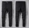 Designer Mäns vita jeans slitna mäns jeans broderade fashionabla kvinnors trendiga oroliga Black Bicycle Slim Fit Motorcykelsportbyxor