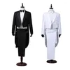 Costumes pour hommes Costume moderne blanc et noir de style basique avec manteau de scène et tenues de veste