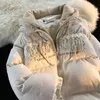 Manteau en coton faux deux pièces brodé de lettres pour hommes, veste d'hiver à capuche ample et polyvalente pour Couple rétro américain, 240106