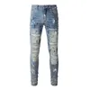 SS24 M9530 Mens Jeans Brand Skinny Slim Fit Materied Materive Rusted Denim Motorcycle Muster Men Original Top Designer SZ28-40