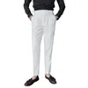 Erkekler Erkekler Pantolon Vintage Yüksek Bel Takım Resmi İş Stili İnce Uygun Düz Bacak Yumuşak Nefes Mücadelesi Ofis Pantolon