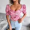 Blouses pour femmes Mode Floral Imprimé Mousseline de soie U Cou Tops pour femmes Habillées Casual Sexy Dames Chemises élégantes Blusas Vacances Vêtements de travail