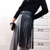 Women Long Tassel Waist Chain Faux Leather Body Belt with Alloy Buckle Girl Party Night Club Jewelry Belly Strap 240106