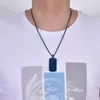 Pendentif Colliers Mode Blue Rhombus Hommes Collier Dog Tag Acier inoxydable Charm Boy Bijoux