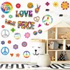 60's Hippie Theme Party Stickers 94 PCS Hippie Flower car Stickers for Kids Colorful Peace Sign Decal for Wall/Window 240106