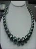 Fina pärlsmycken 18quot 1214mm Natural Tahitian Black Round Pearl Necklace 14K1158083