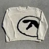 メンズセーターAphexツインニット冬の特大のビンテージ長袖トップジャンパープルオーバーY2Kストリートウェアグラフィックファッション衣料240106