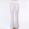 Женские брюки, однотонные белые вязаные сексуальные брюки-клеш с вырезами и высокой талией, женские брюки на осень-зиму, свободные брюки-клеш в стиле Харадзюку, 2024