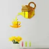 Creative Teapot Kettle Wall Clock 3D Acrylic Coffee Tea Cup Wall Clocks for Office Home Kitchen Dining Living Room Decorations H09298Y