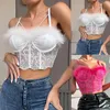 Women's Tanks Furry Tank Tops Womens Y2k Vest Pink Luxury Lace Romper Lingerie Fuzzy Leather Camisole Sexy Girls Blusa Corset Top Crop