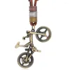 Pendentif Colliers 1PC Vintage réglable longue femmes hommes vélo pendentifs en cuir corde vélo bijoux mâle mode pull chaîne 82 cm