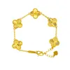 Klassischer Van-Schmuck, Accessoires, Vietnam, Sha Jin, Kupferlegierung, fünf Blumen, Glücksgras, Gold, Shop Same Laser, vierblättriges Armband, weiblich, 24 Karat