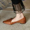 Woman Retro Simple for Spring Sheepskin Shoes French Style Women's Flats Slip on Buckle Daily Footwear Size 42 240106