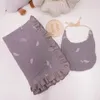 1 Set Cotton Gauze Print Bibs Soft born Swaddle Wrap Receiving Blanket Infant Bedding Quilt Bed Cover Bath Towel 240106