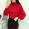 Women's Sweaters Solid Color Long Sleeved Top Autumn And Winter Bishop Sleeve Bat Shirt Korean Version Loose Comfortable