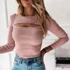 Kvinnors blusar Autumn Underhirt Skin Touch Women Top All-Match nära passande vinterfast färg Slim Pullover