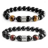 Charme pulseiras olho de tigre preto pedra brilhante pulseira masculina moda acessórios de aço inoxidável pulseira produto jóias atacado