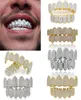 18K Real Gold Punk Hiphop Tandheelkundige Mond Grillz Bretels Bling Kubieke Zirkoon Rock Vampier Tanden Fang Grills Bretels Tand Cap Rapper Jood5356908