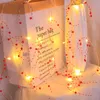 Luzes de corda de contas vermelhas de 1 unidade, luz LED em forma de pérola, para quarto, casamento, Natal, Páscoa, Halloween, Dia dos Namorados, Dia das Mães, feriado, decoração interna