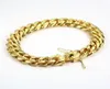 Gold Filled Men Miami Cuban Chain Bracelet Double Safety Clasps Hip Hop Stainless Steel High Polished Curb Link Jewelry 5869866