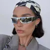 Y2K Cyber ​​Punk Solglasögon Män utformar futuristisk UV400 Mirror Sun Glasses Sportsförare Utomhus Silver White Eyewear SG514