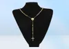 Chaîne de perles en acier inoxydable doré, pendentif jésus-Christ, chapelet Long, collier Hip hop pour hommes et femmes, bijoux 2680456