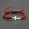 Браслеты-подвески SANSANGO, регулируемый плетеный браслет ручной работы из нержавеющей стали с крестом для женщин и мужчин, ювелирные изделия для молитвы, счастливый подарок для пар