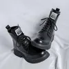 Stiefel Stilvolle Leder Motorrad Für Männer Schwarz Plattform Mode Knöchel All-match High Top Schuhe Casual Herren Turnschuhe