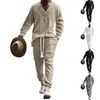 Men's Tracksuits 2024 Casual Pants V-neck Versatile Jacquard Knitwear Autumn Set