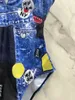 Denim mavi baskılı mayo tasarımcısı One Piece Myweits Moda Monokini Seksi Bikini Set Kadınlar 2024 Plaj Giyim Kayışı Push Up Bathing Suits XL Hızlı Nakliye