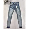 Purple Marka Projektant dżinsów dżins dżinsy nogi niskie spodnie Proste design retro streetwearne preski dresowe jeansu