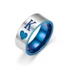 Bagues de Couple roi reine de couleur bleue, or blanc 14K, bague de promesse d'amour pour Couples amoureux, bijoux pour hommes et femmes