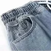 Jeans masculinos calças largas soltas calças de cintura perna elástica rua moda relaxada bota jean