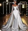 2024 Robe De Mariée Moderne Détachable Train Hors Épaule Manches Longues Chérie Sirène Robes De Mariée Robe De Novia Sur Mesure