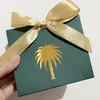 Gift Wrap Elegant Green Bag With Matching Ribbon And Exquisite Palm Tree Candy Box For Small Gifts Delights