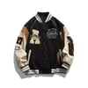 Amerikaanse High Street Geborduurde Baseball Jas Mannen Retro Hiphop Losse Paar Kleding Mode Gepersonaliseerde Motorfiets Uniform 240106