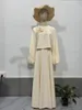 Roupas étnicas Ramadan Eid Djellaba Manga Elástica Ternos Abaya Dubai Apliques Duas Peças Conjuntos Muçulmanos Turquia Islam Abayas WY1939