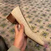 Chaussures habillées pour femmes en peau de vache à motif crocodile classique mocassins à boucle en métal laqué 35-41 avec boîte dernière qualité talon épais chaussures de créateurs